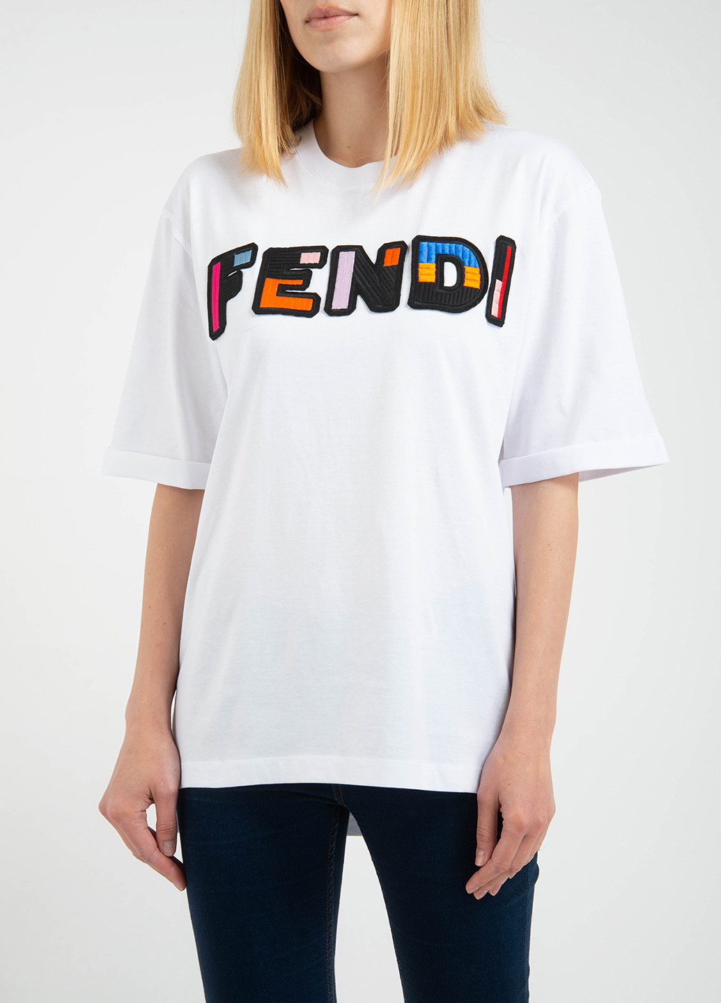 Белая летняя футболка Fendi
