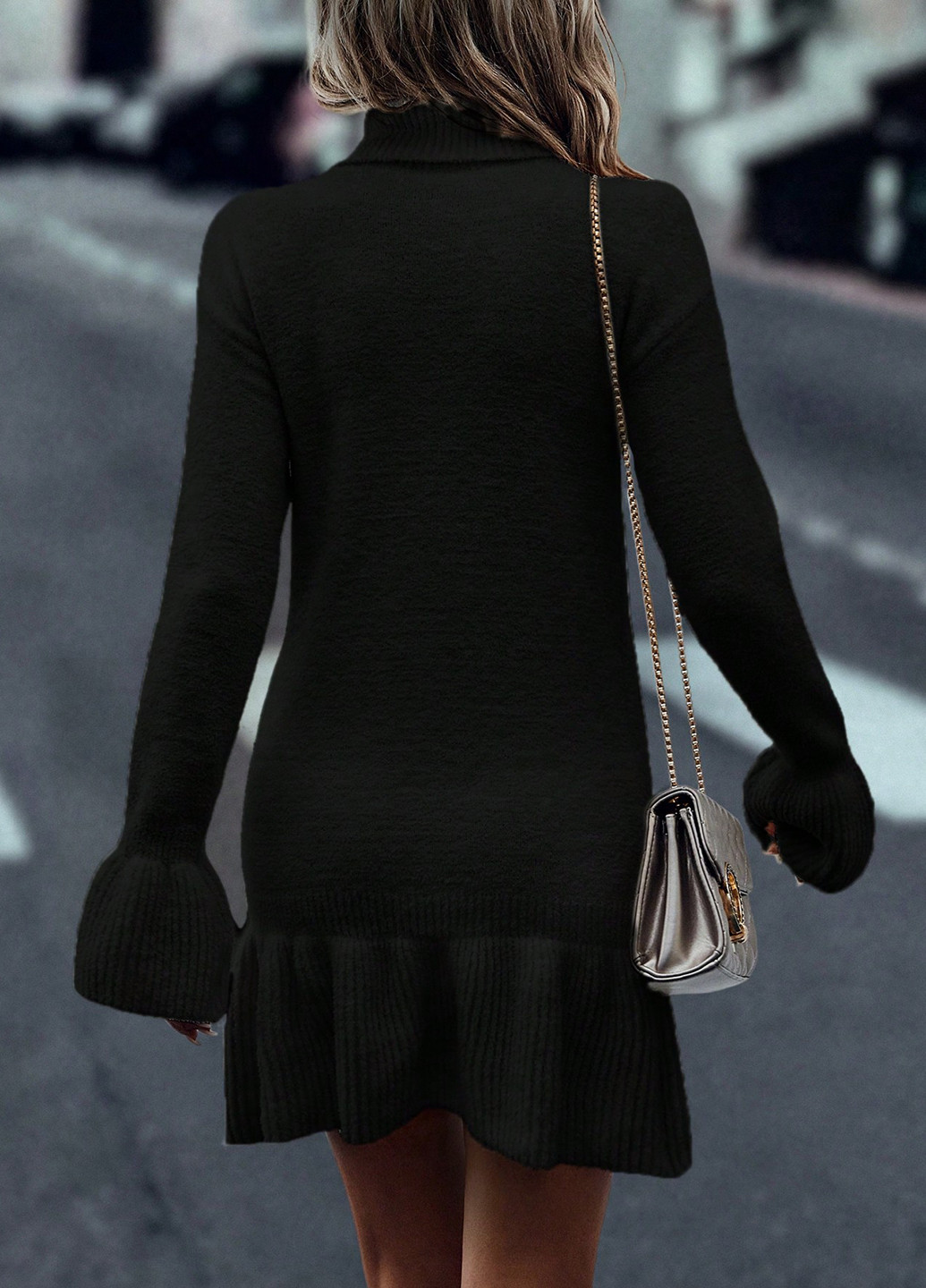 Чорна кежуал сукня сукня светр SHEIN однотонна