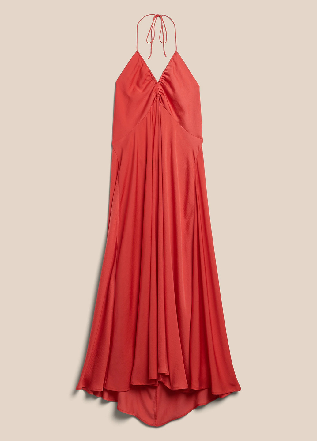 Красное кэжуал платье с открытой спиной Banana Republic однотонное