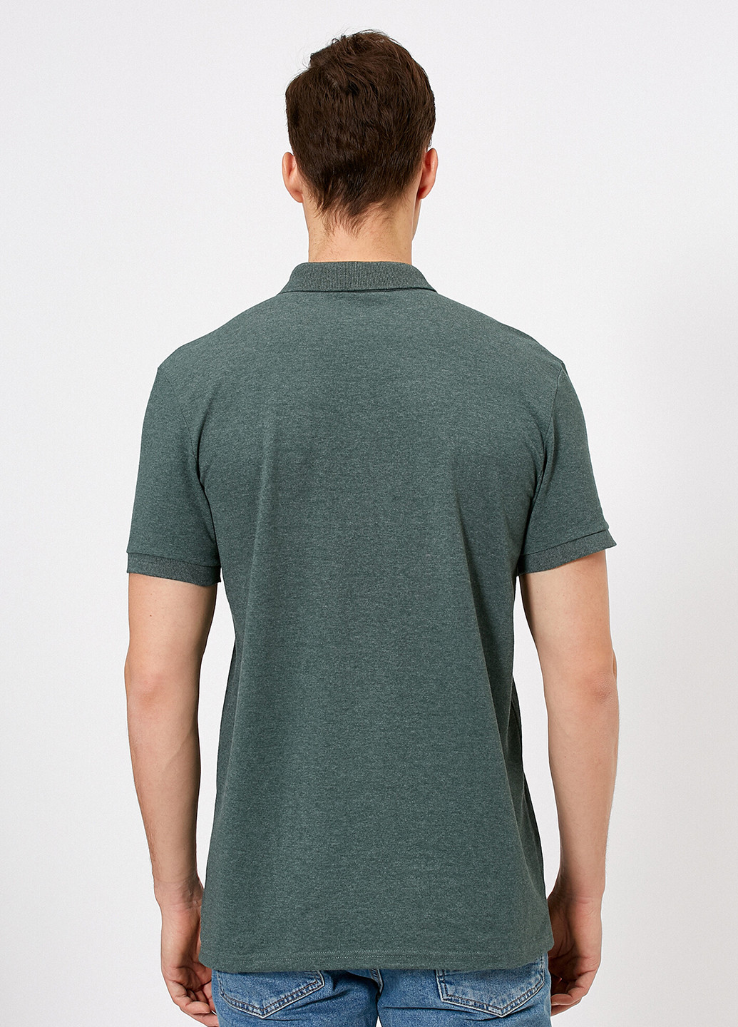 Серо-зеленая футболка-поло для мужчин KOTON