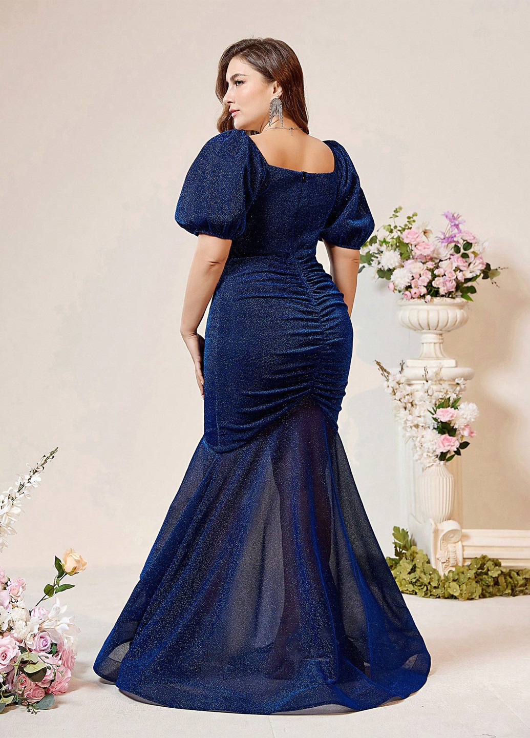 Темно-синя вечірня сукня годе SHEIN однотонна