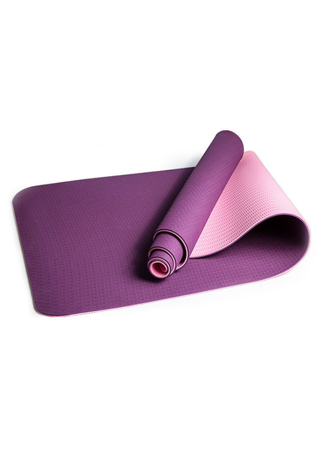 Килимок для йоги та фітнесу (йога мат) TPE + TC 183х61см товщина 6мм двошаровий фіолетовий-рожевий EasyFit (237596298)