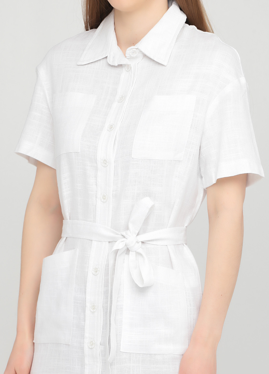 Белое кэжуал платье рубашка LAGURA однотонное