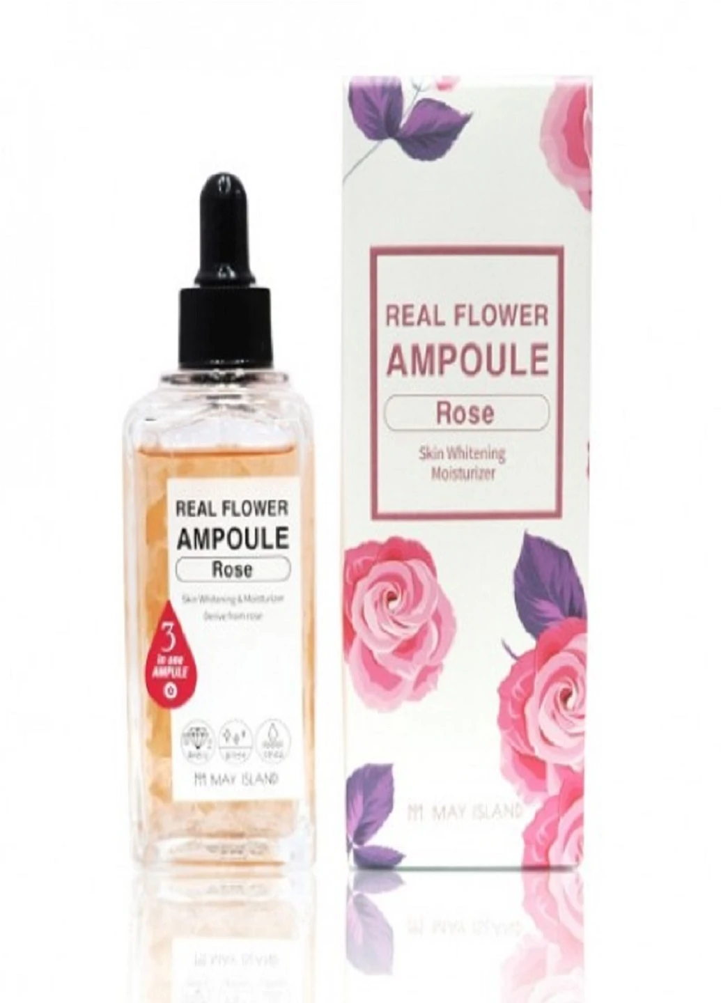 Освітлююча ампульне сироватка з трояндою Real Flower Ampoule Rose, 100 мл May Island (220067672)