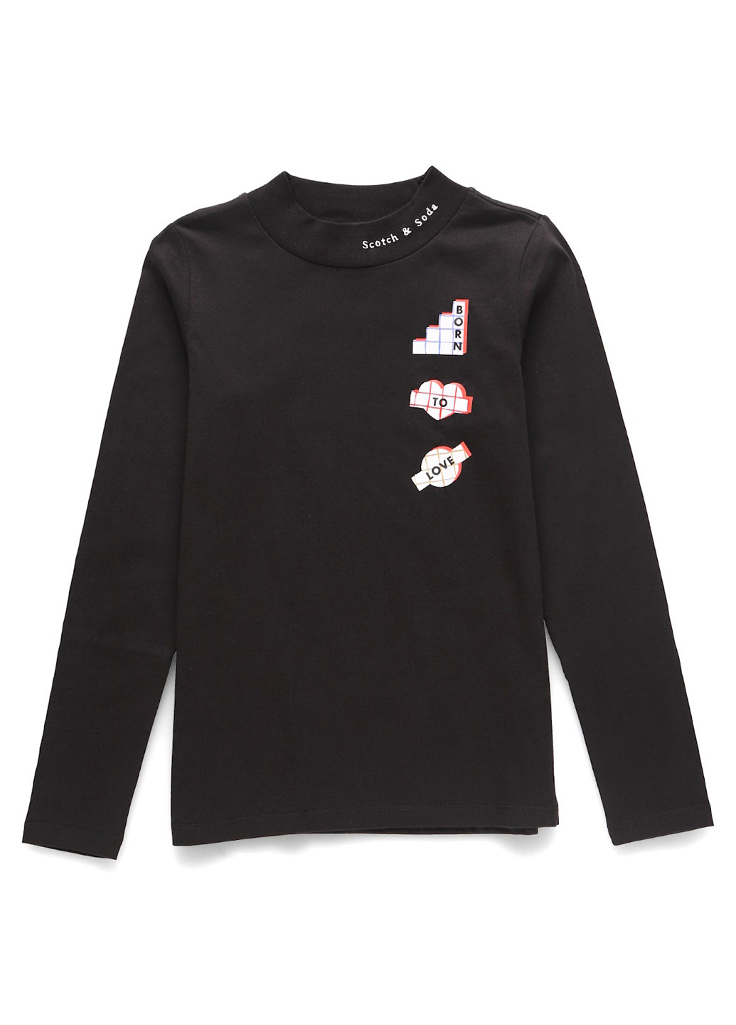 Черный демисезонный кэжуал лонгслив Scotch & Soda с рисунком