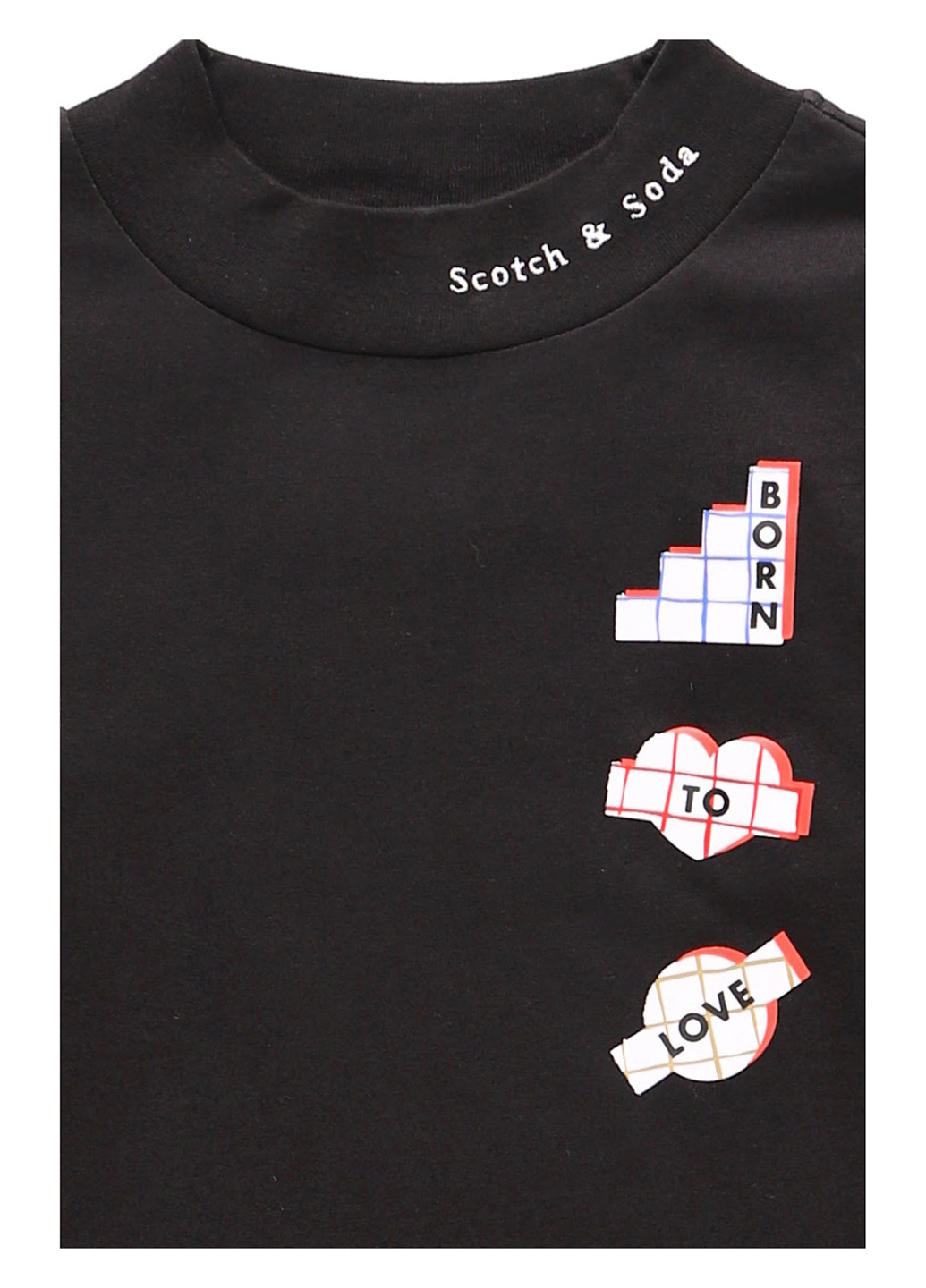 Черный демисезонный кэжуал лонгслив Scotch & Soda с рисунком