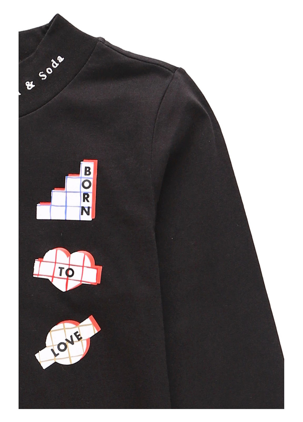 Черный демисезонный кэжуал лонгслив Scotch & Soda с рисунком