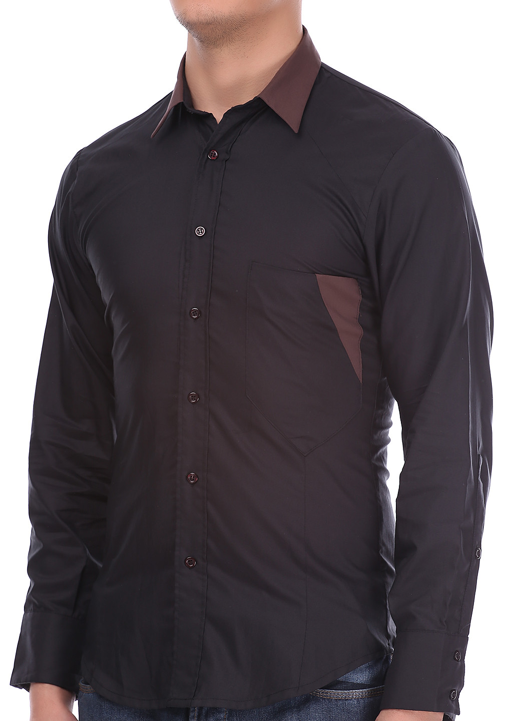 Черная кэжуал рубашка однотонная College Social с длинным рукавом