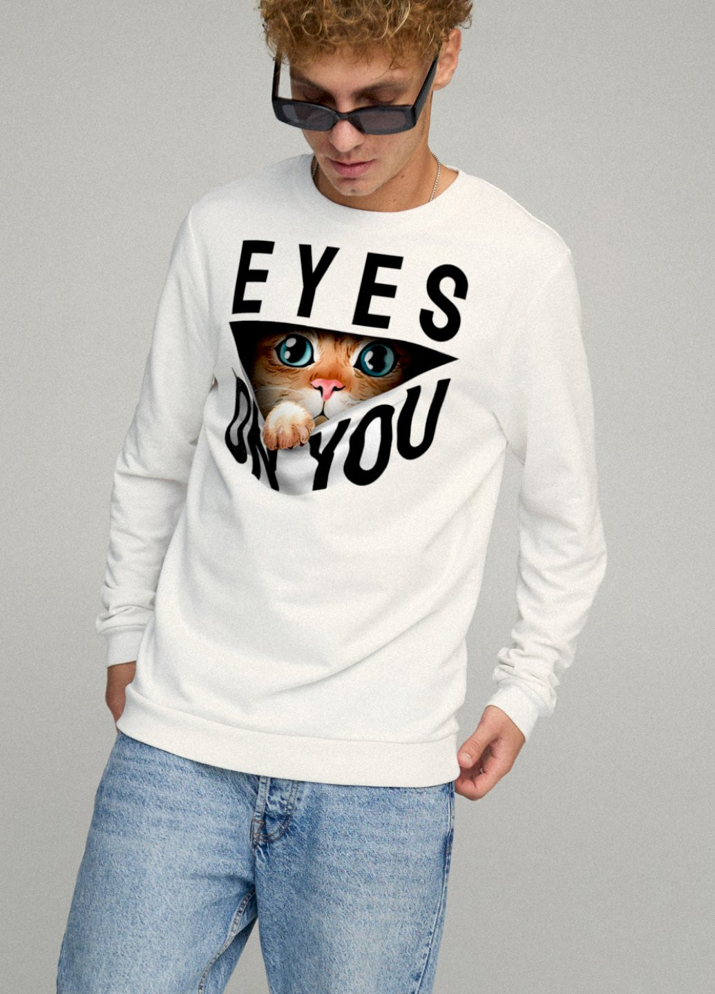 Белый свитшот мужской basic /no flis/ YAPPI рисунок (251791266)