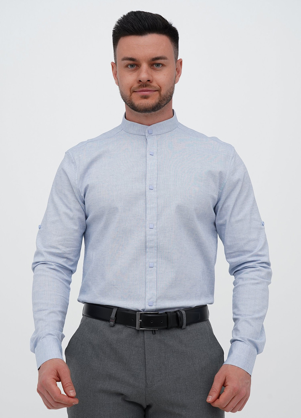 Светло-голубой кэжуал, классическая рубашка однотонная Trend Collection