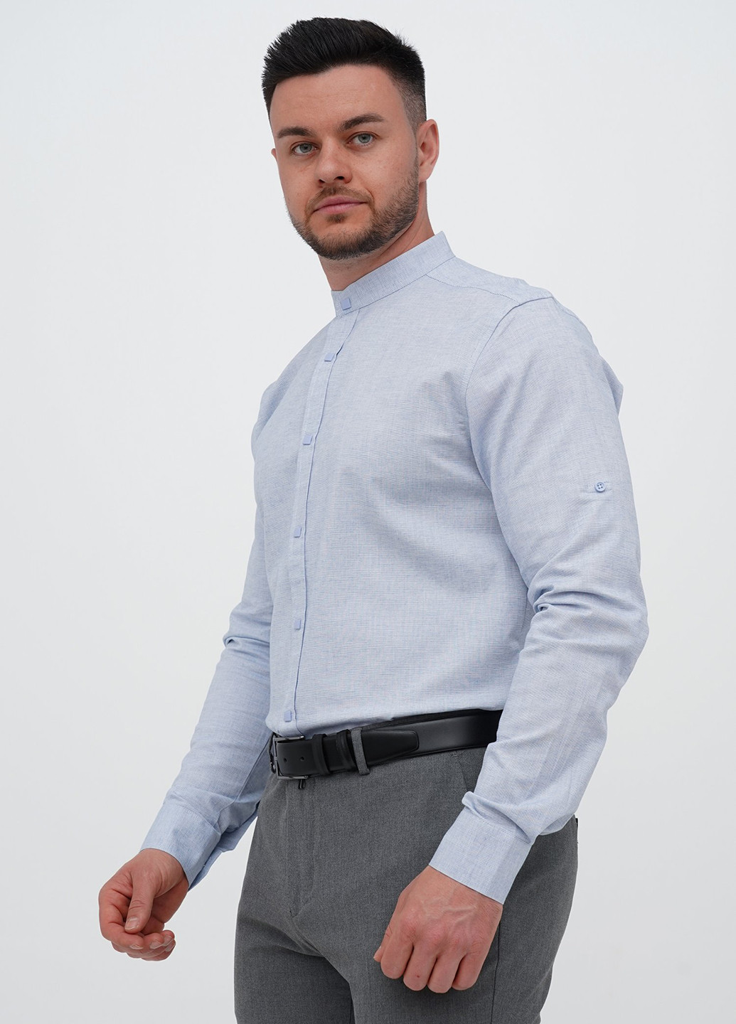 Светло-голубой кэжуал, классическая рубашка однотонная Trend Collection