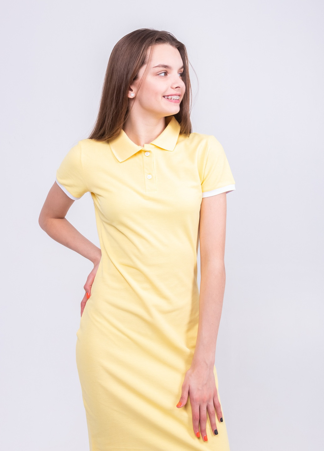 Светло-желтое кэжуал платье поло TvoePolo однотонное