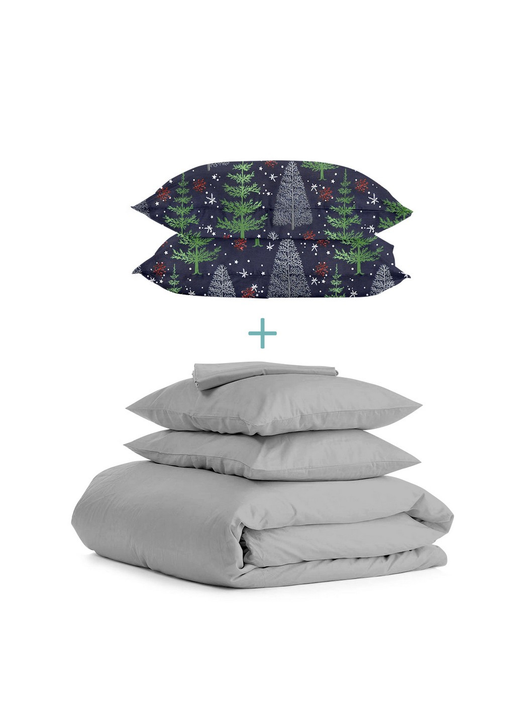 Комплект полуторного постельного белья RANFORS GREY WINTER WOOD NIGHT Grey (2 наволочки 50х70 в подарок) Cosas (251281574)
