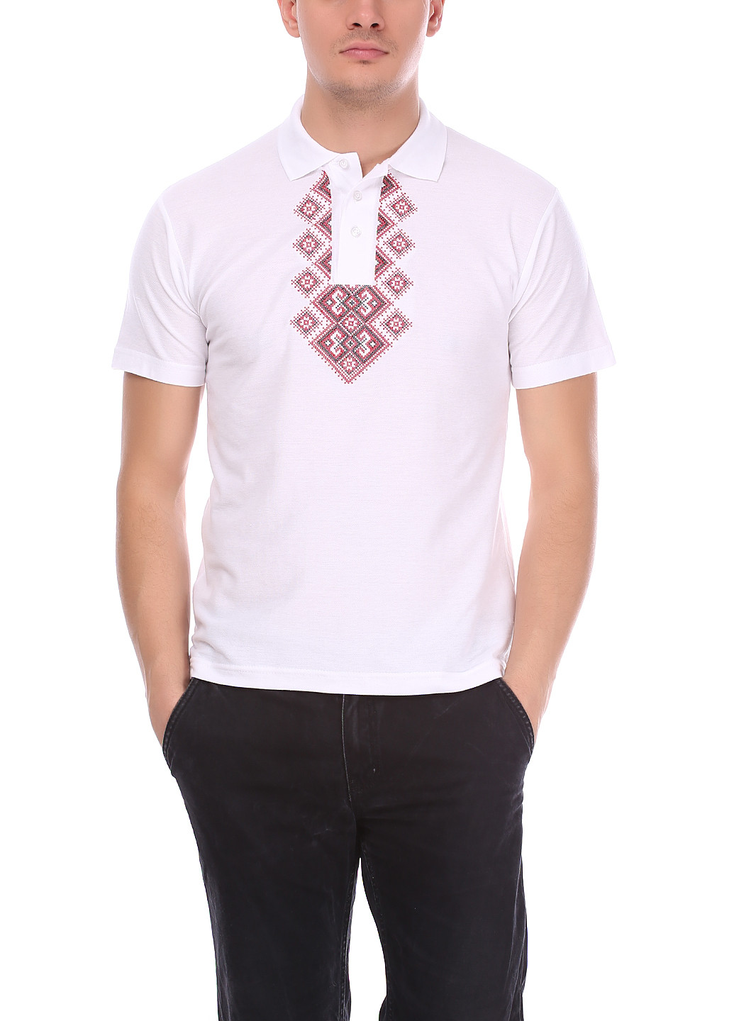 Белая футболка-поло для мужчин Sol's с орнаментом