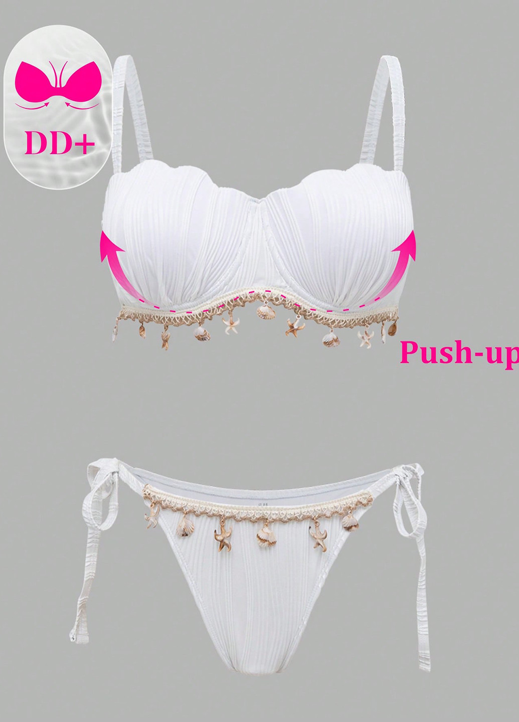 Білий літній купальник (ліф, трусики) балконет, роздільний SHEIN