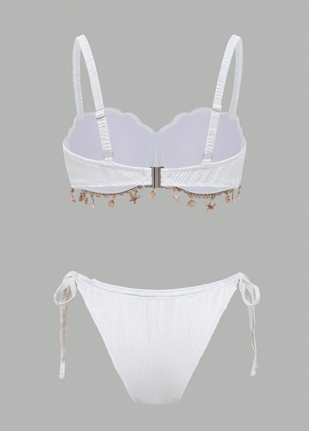 Білий літній купальник (ліф, трусики) балконет, роздільний SHEIN