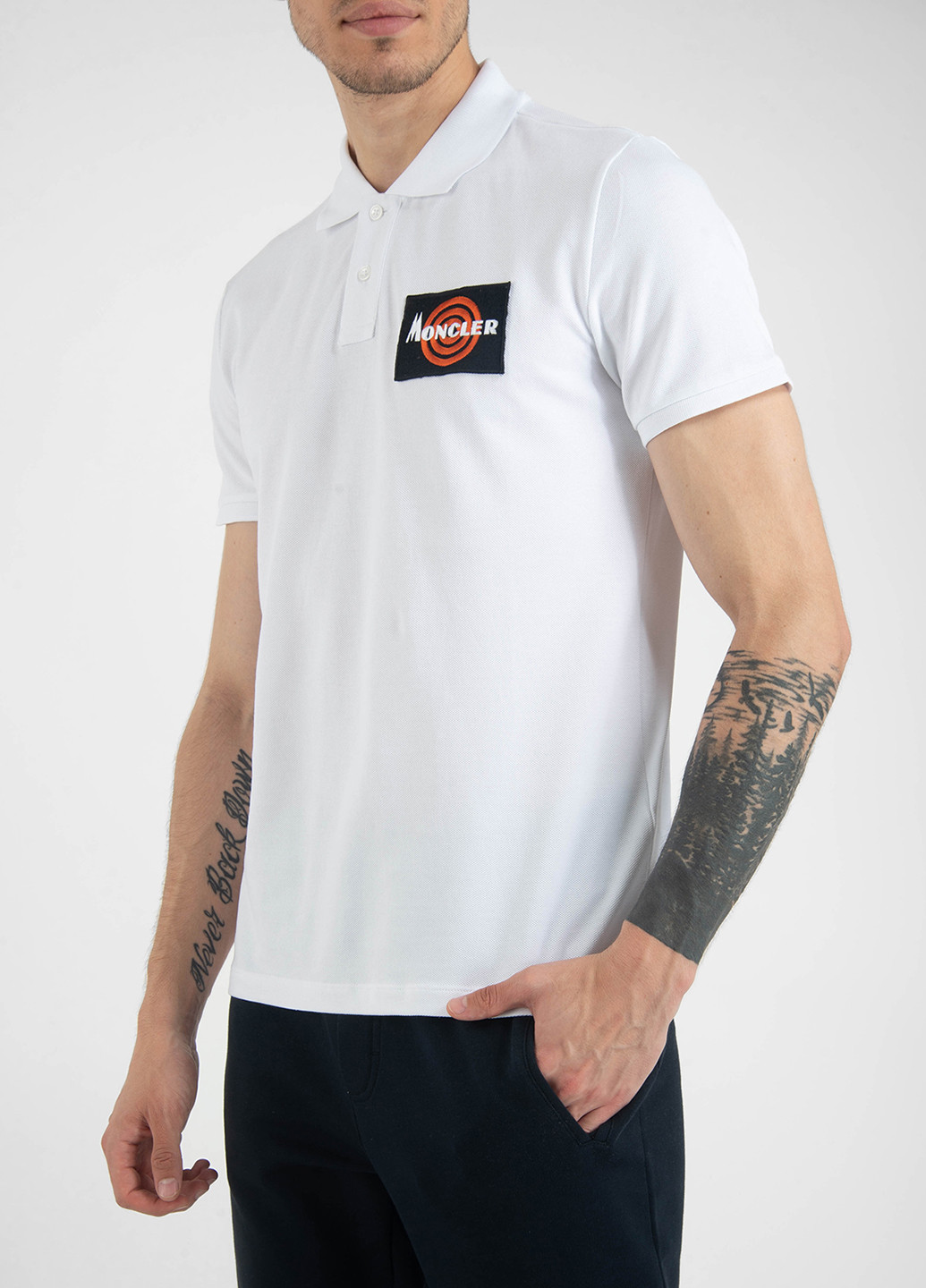 Белая футболка-поло для мужчин Moncler однотонная