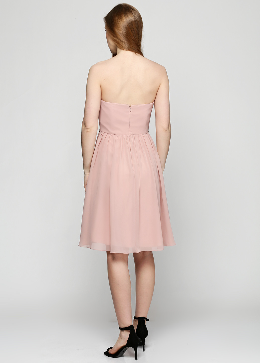 Бледно-розовое коктейльное платье клеш Laona однотонное