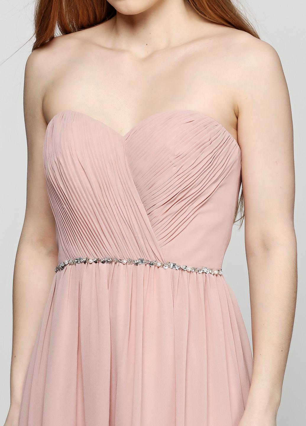 Блідо-рожева коктейльна плаття, сукня кльош Laona однотонна