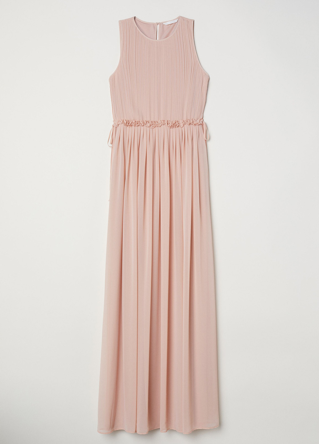 Темно-розовое вечернее платье плиссированное, клеш H&M однотонное