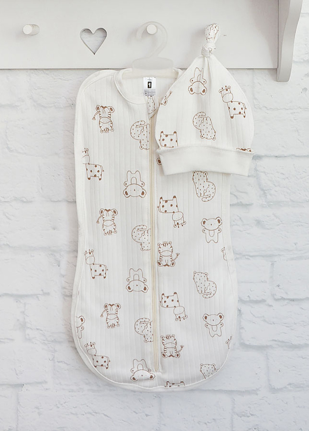 Молочний демісезонний комплект (спальник, шапка) Blanka