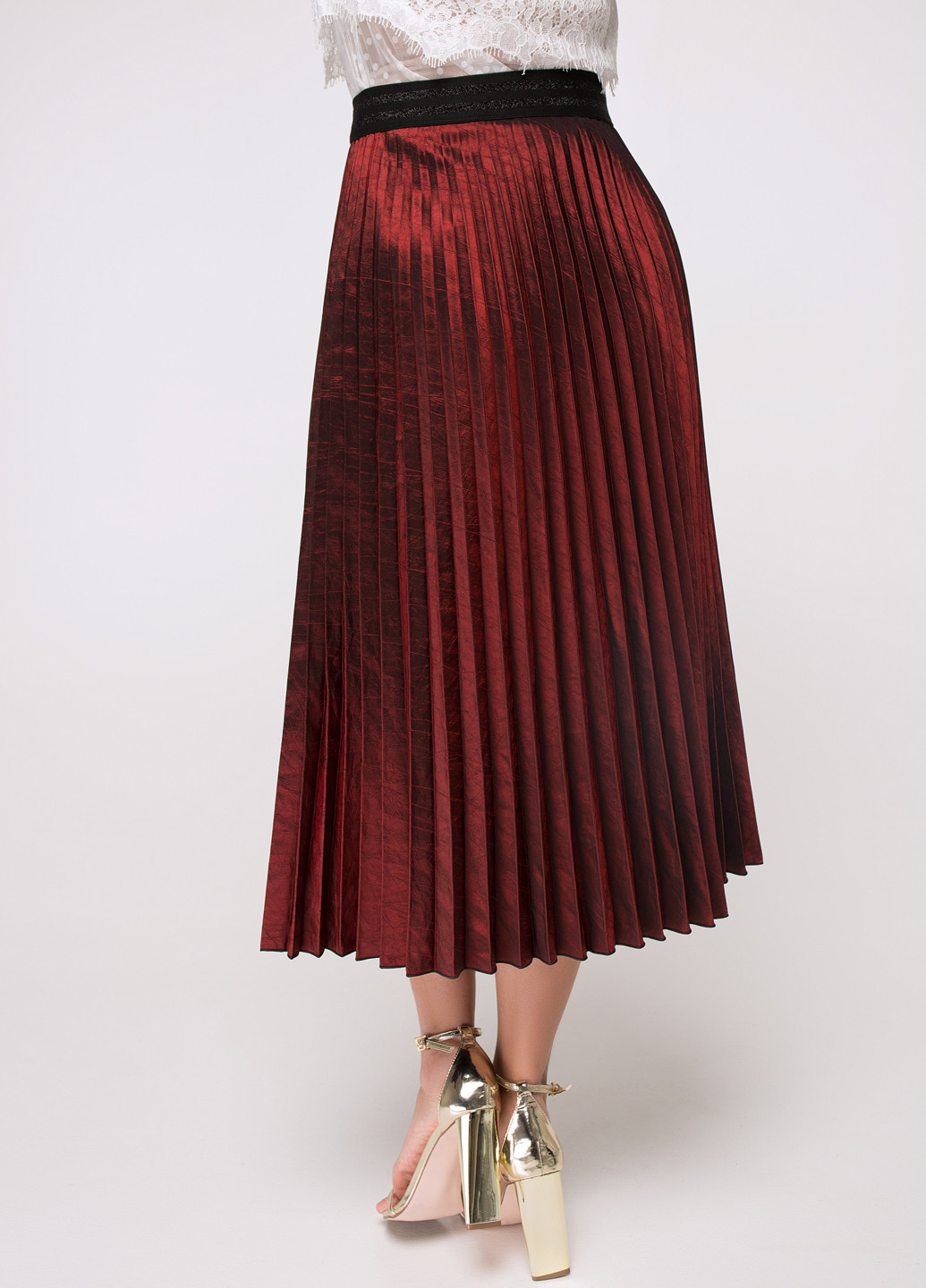 Бордовая кэжуал юбка Luzana плиссе