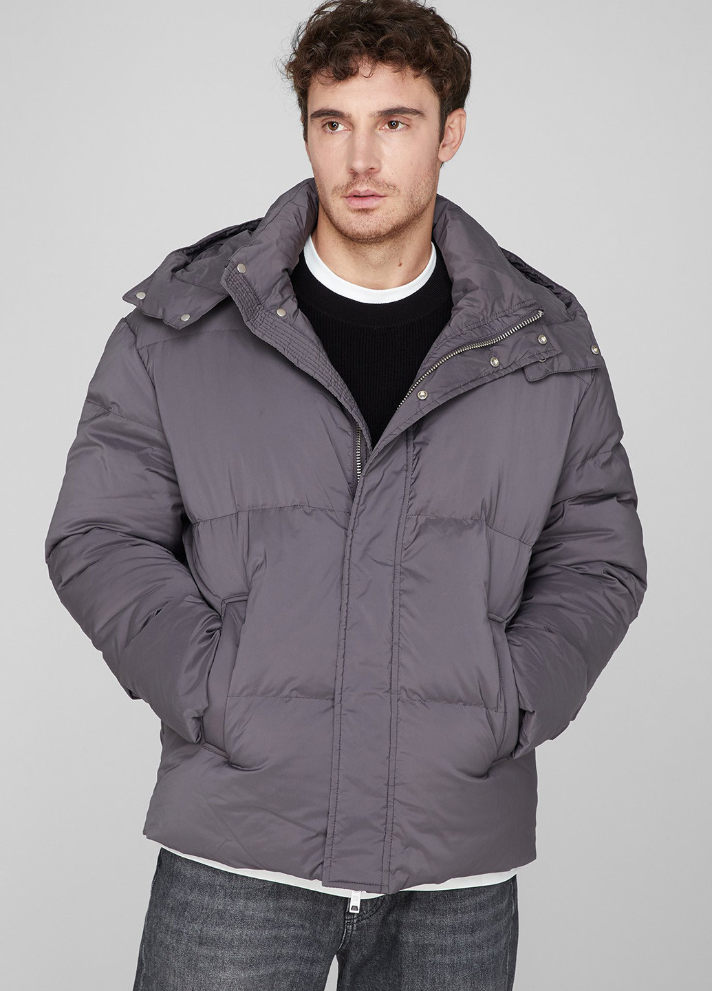Сірий зимній Пуховик PRPY