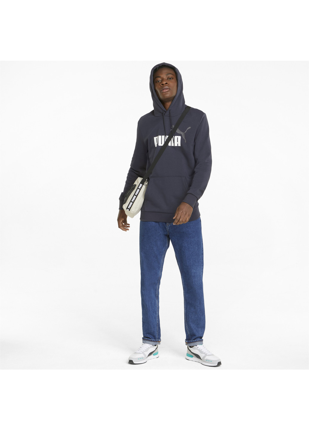 Синя демісезонна толстовка essentials+ two-tone big logo men's hoodie Puma
