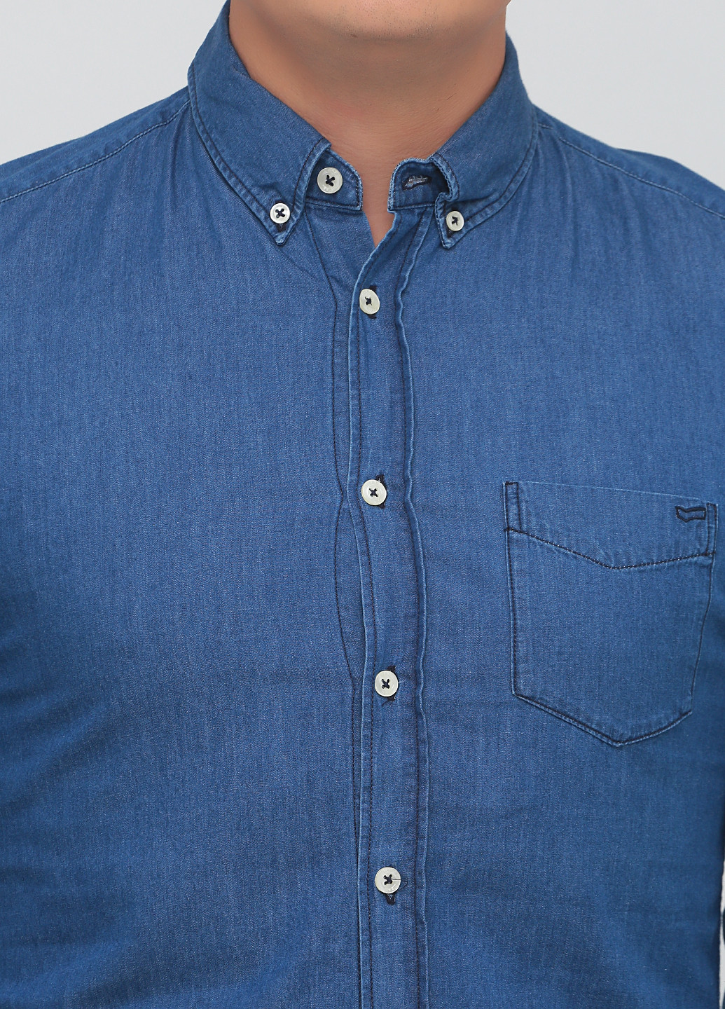 Синяя джинсовая рубашка однотонная Gas