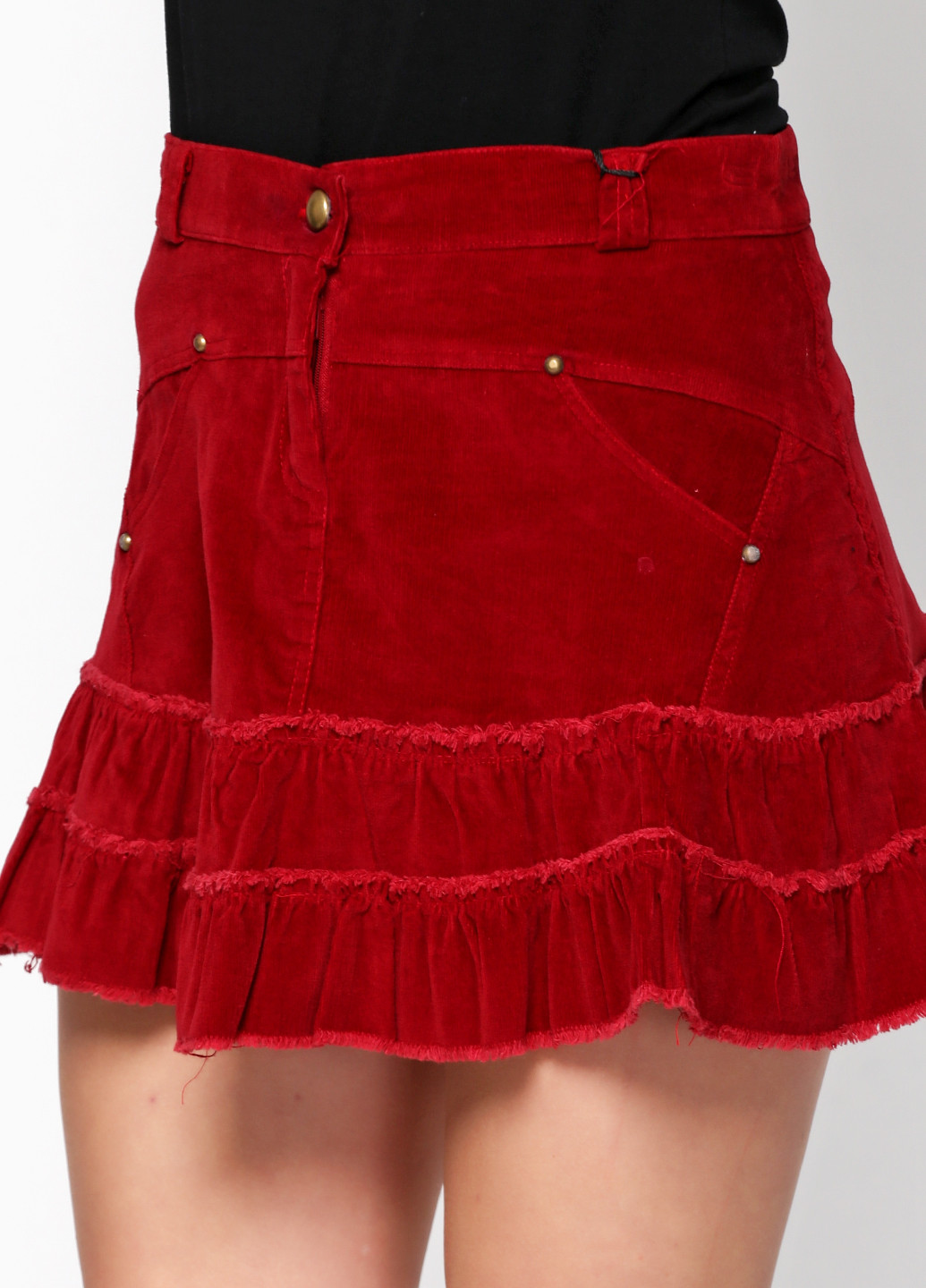Красная кэжуал однотонная юбка Adelina а-силуэта (трапеция)
