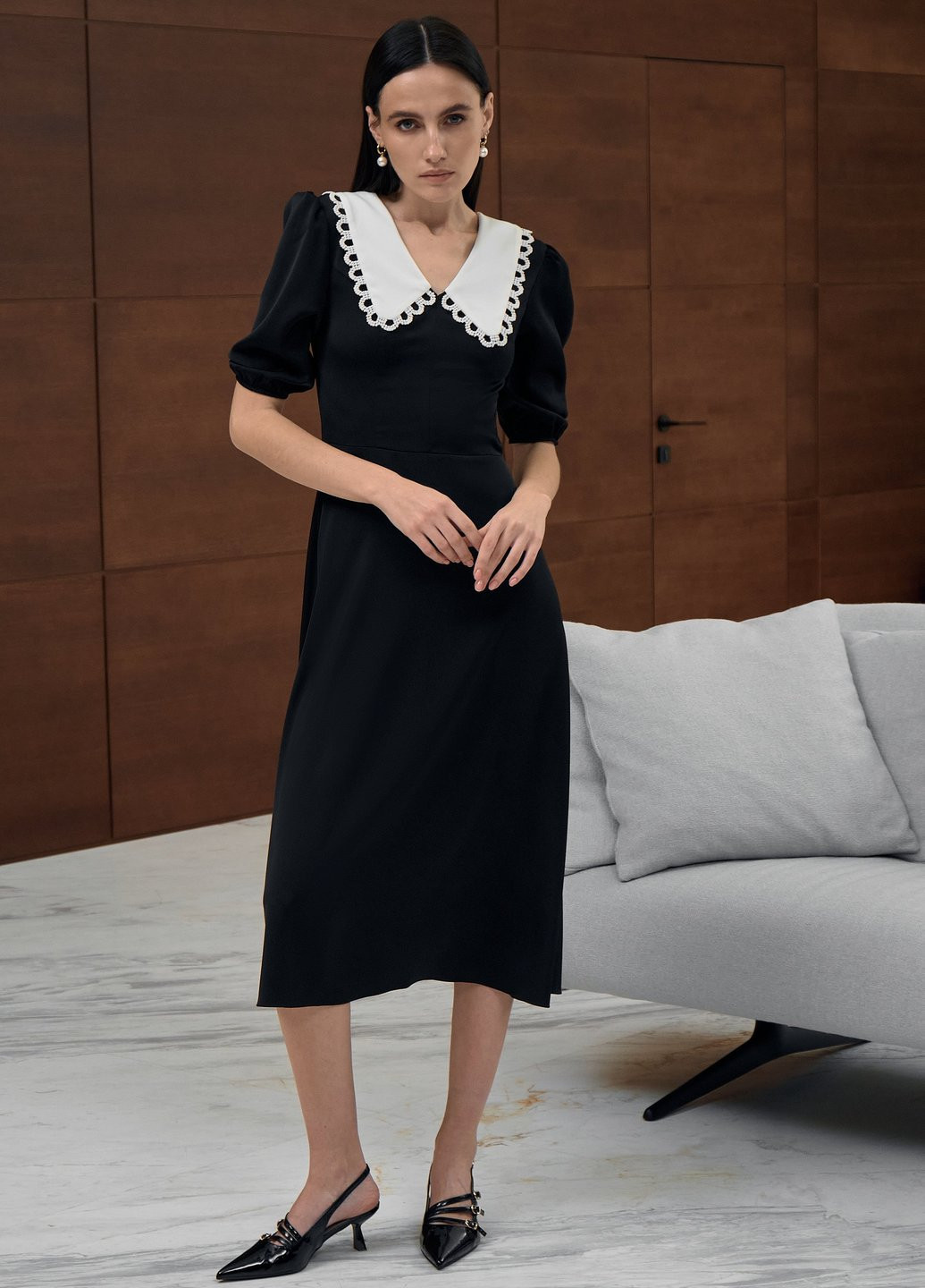 Черное кэжуал платье Gepur однотонное