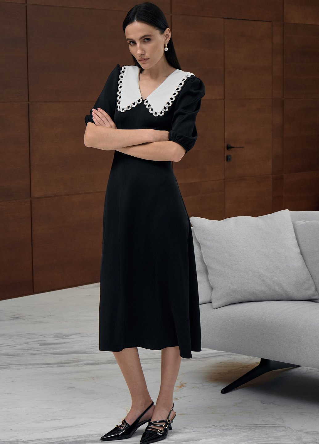 Черное кэжуал платье Gepur однотонное