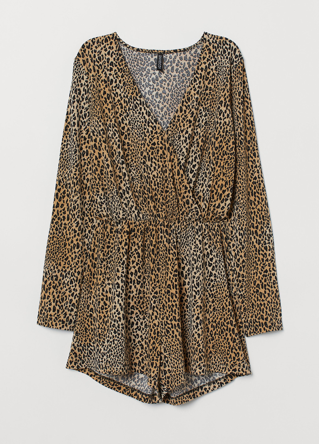Комбинезон H&M комбинезон-шорты леопардовый бежевый кэжуал полиэстер