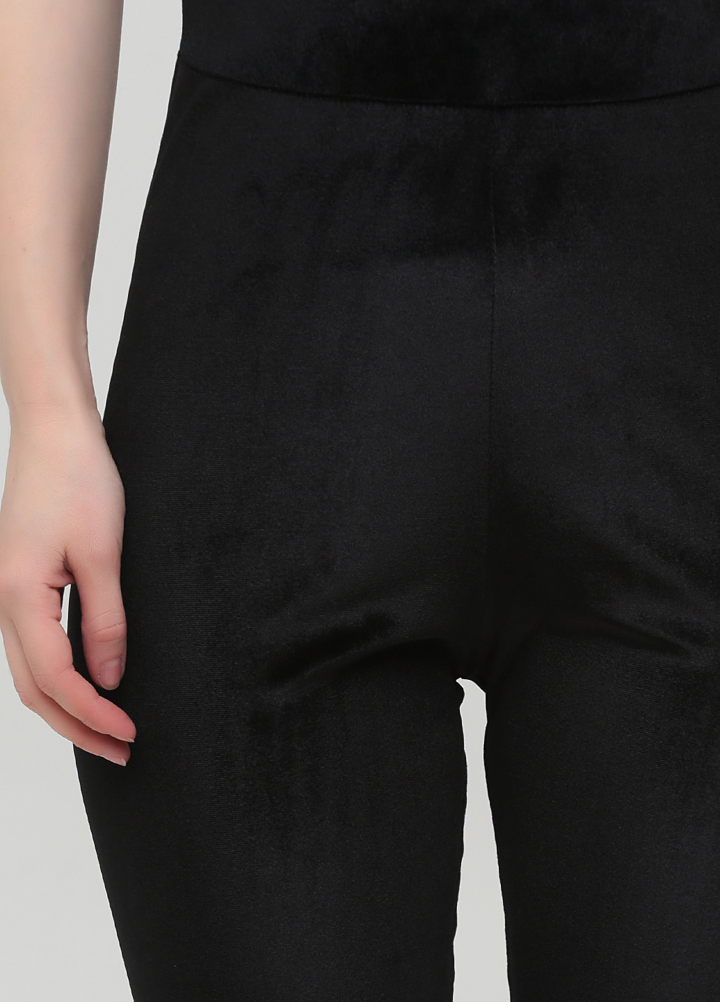 Комбинезон PrettyLittleThing комбинезон-брюки однотонный чёрный кэжуал велюр, полиэстер