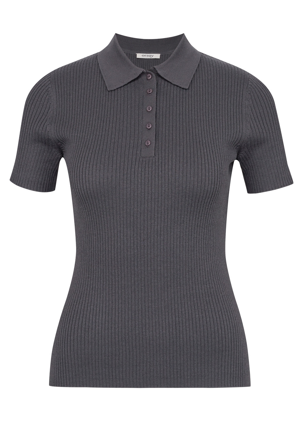 Темно-серая женская футболка-поло Orsay однотонная