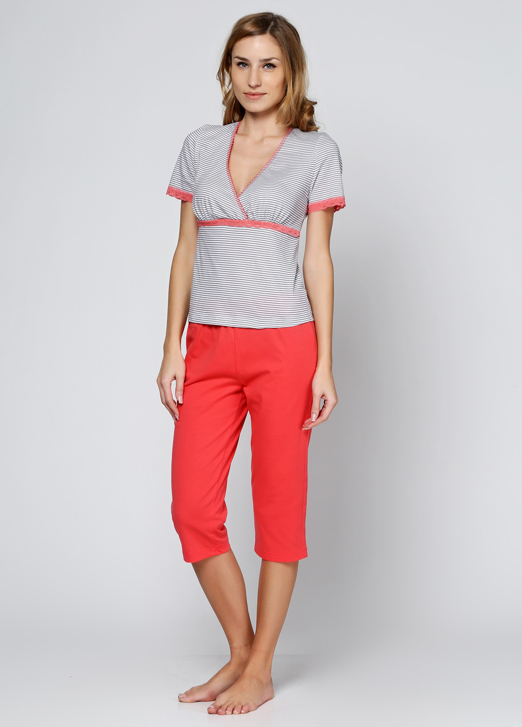 Коралловая всесезон пижама (футболка, бриджи) Maria Lenkevich