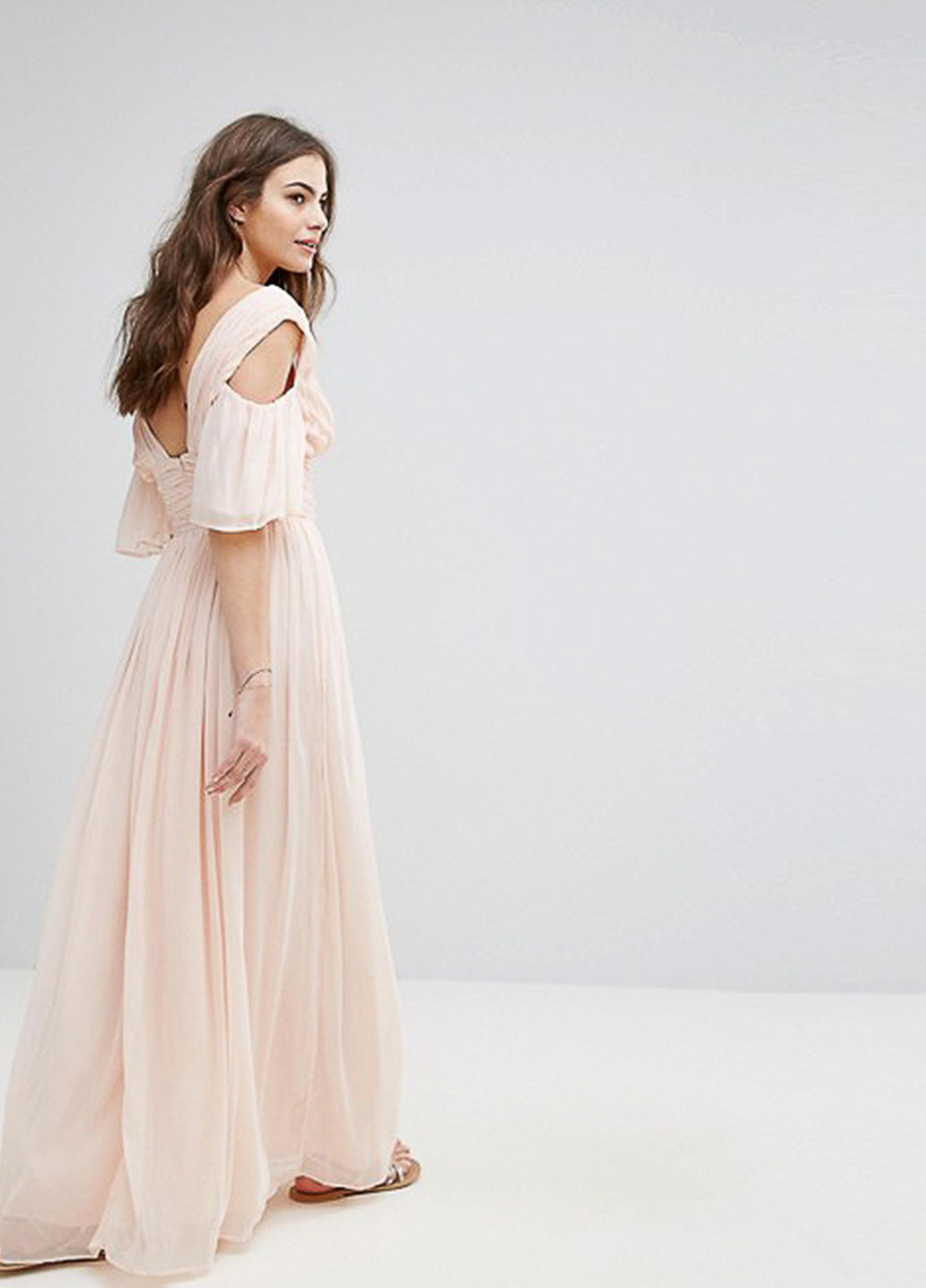 Розовое кэжуал платье клеш French Connection однотонное