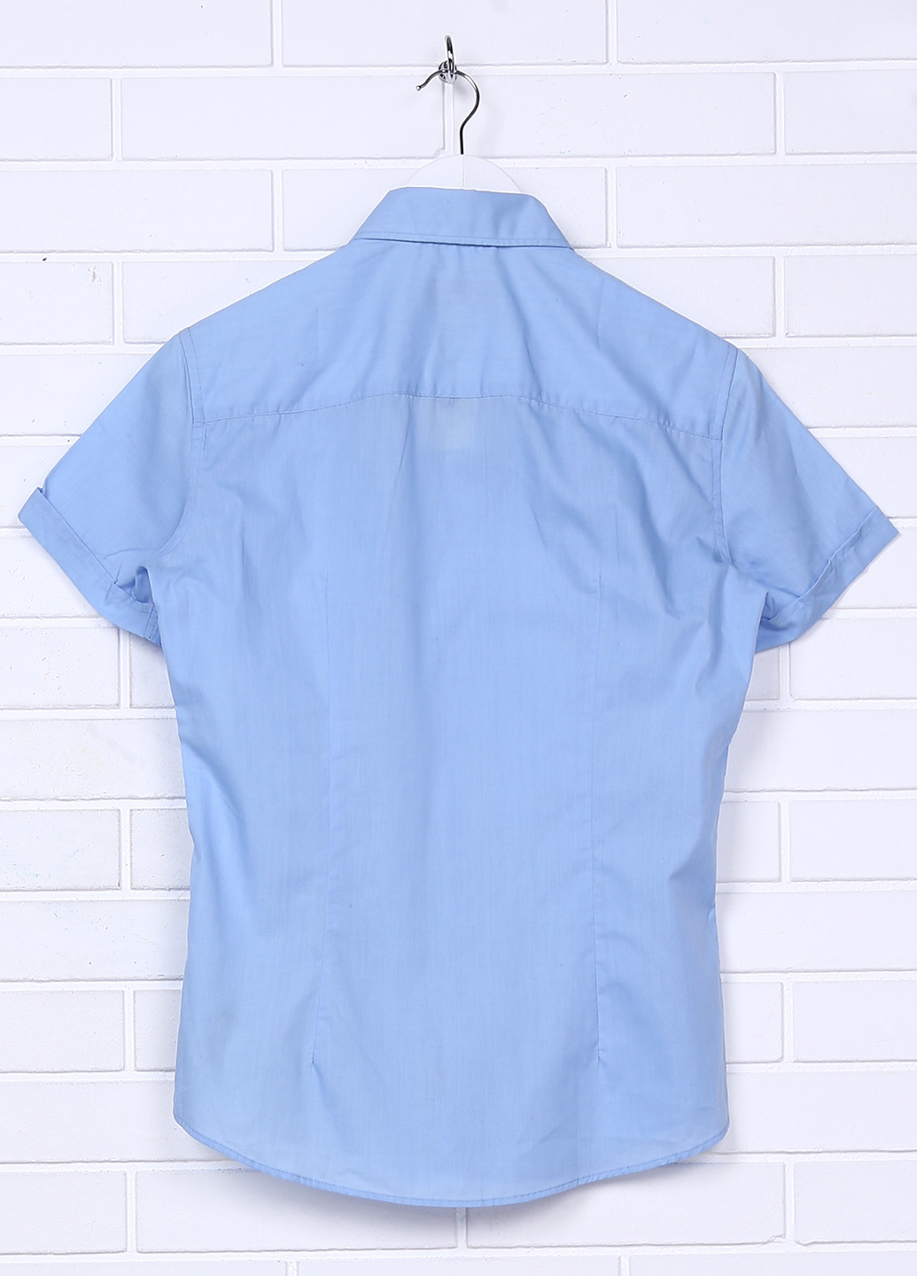 Голубой кэжуал рубашка однотонная Alcott с коротким рукавом