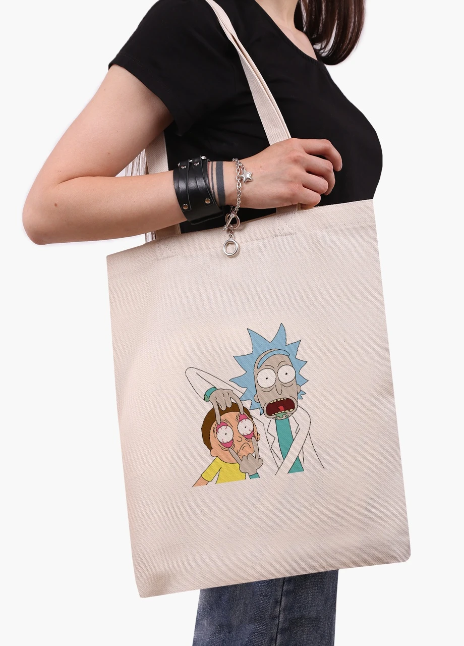 Эко сумка шоппер белая Рик и Морти (Rick and Morty) (9227-2082-WT) Еко сумка шоппер біла 41*35 см MobiPrint (215977474)