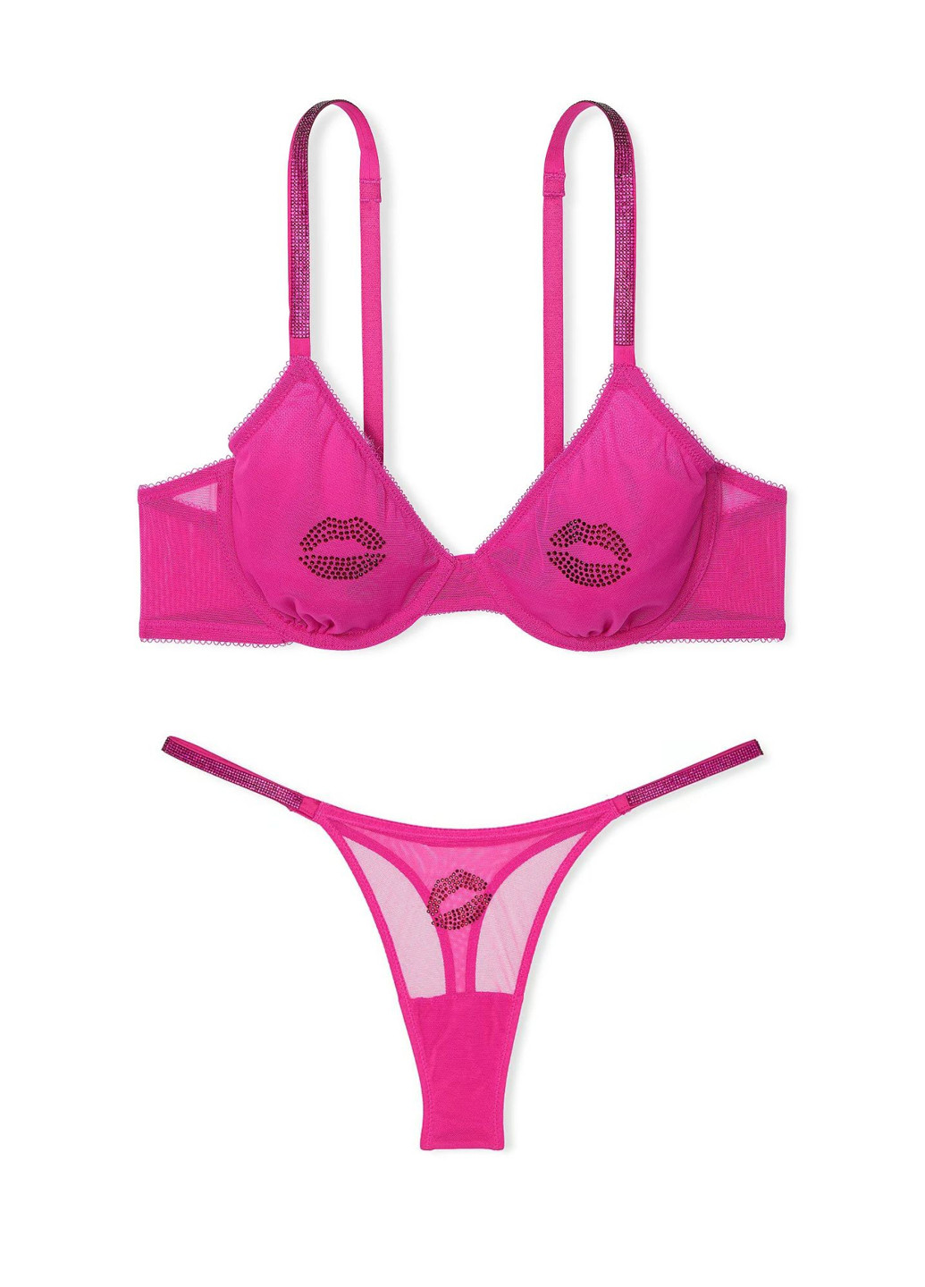 Фуксиновий (колору Фукія) демісезонний комплект (бюстгальтер, трусики) Victoria's Secret