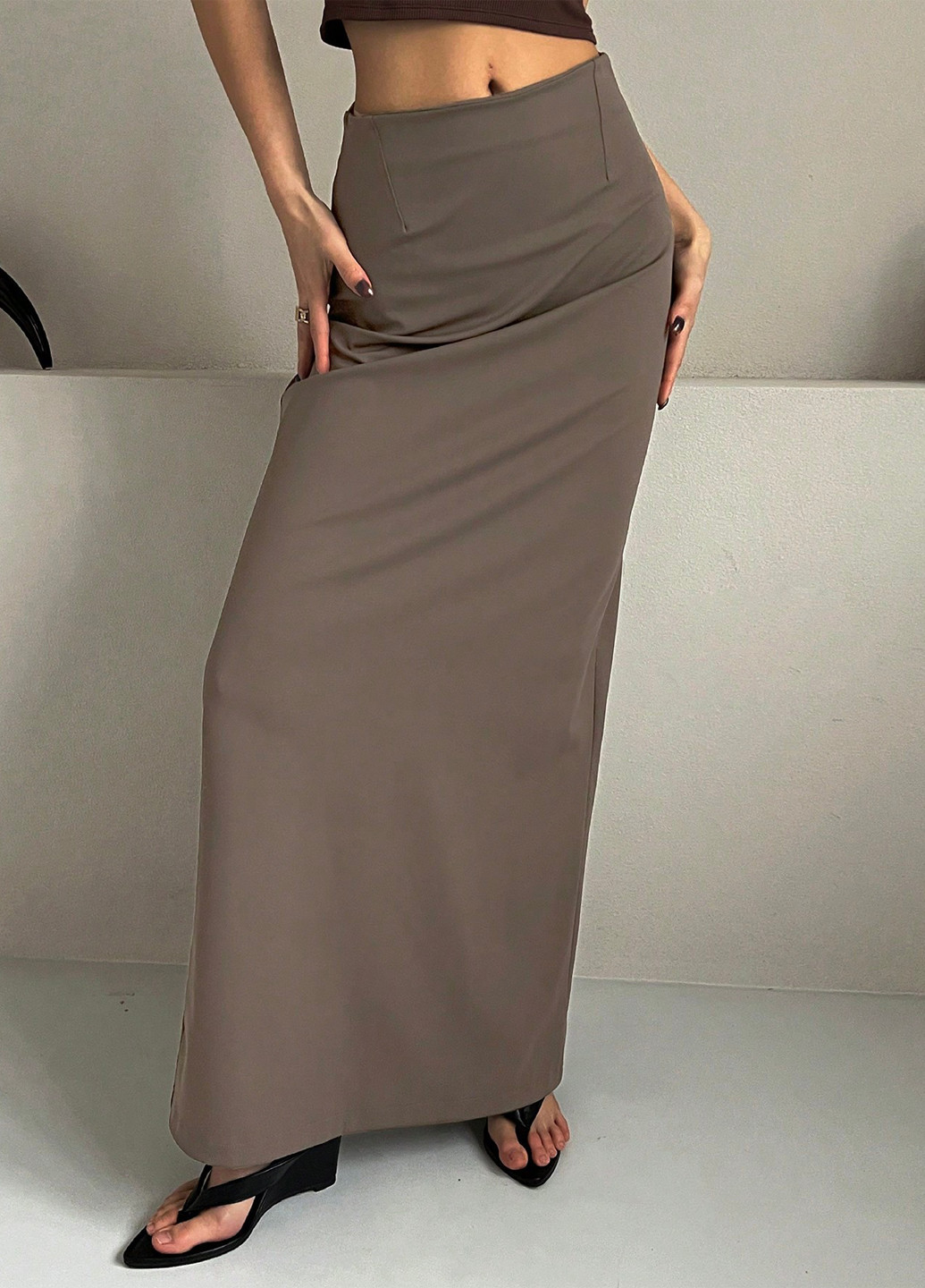 Кофейная кэжуал однотонная юбка SHEIN