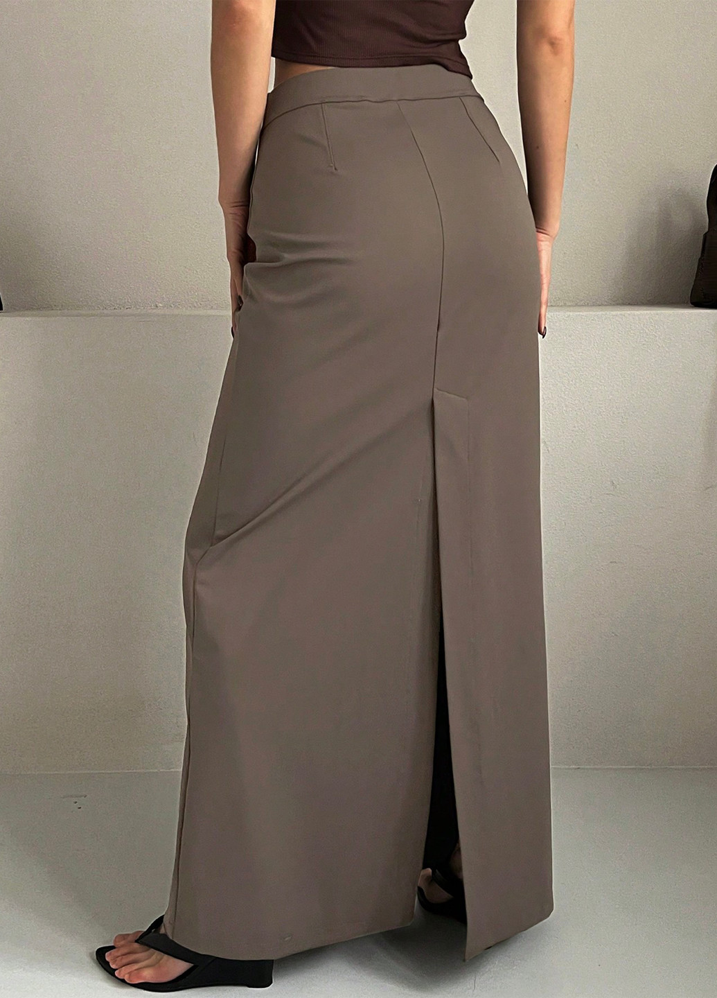 Кофейная кэжуал однотонная юбка SHEIN