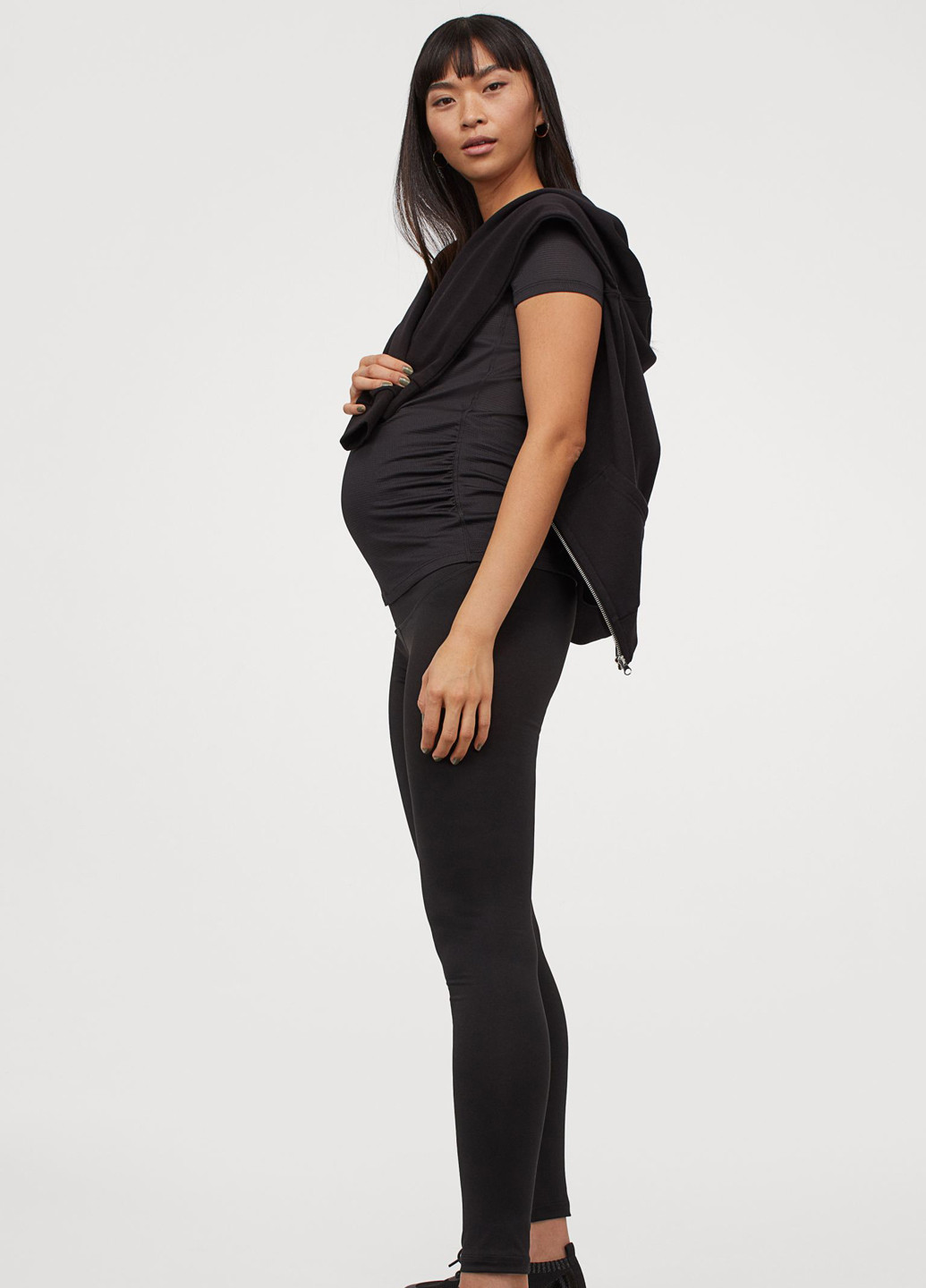 Легінси для вагітних H&M однотонні чорні кежуали поліестер