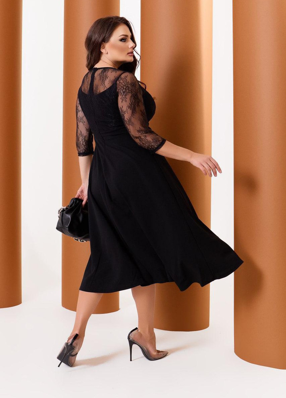 Чорна стильное женское платье а-силута чернй р.48/50 376212 New Trend