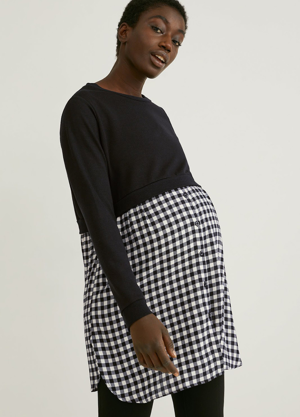 Чорно-білий кежуал плаття для вагітних C&A в клітинку