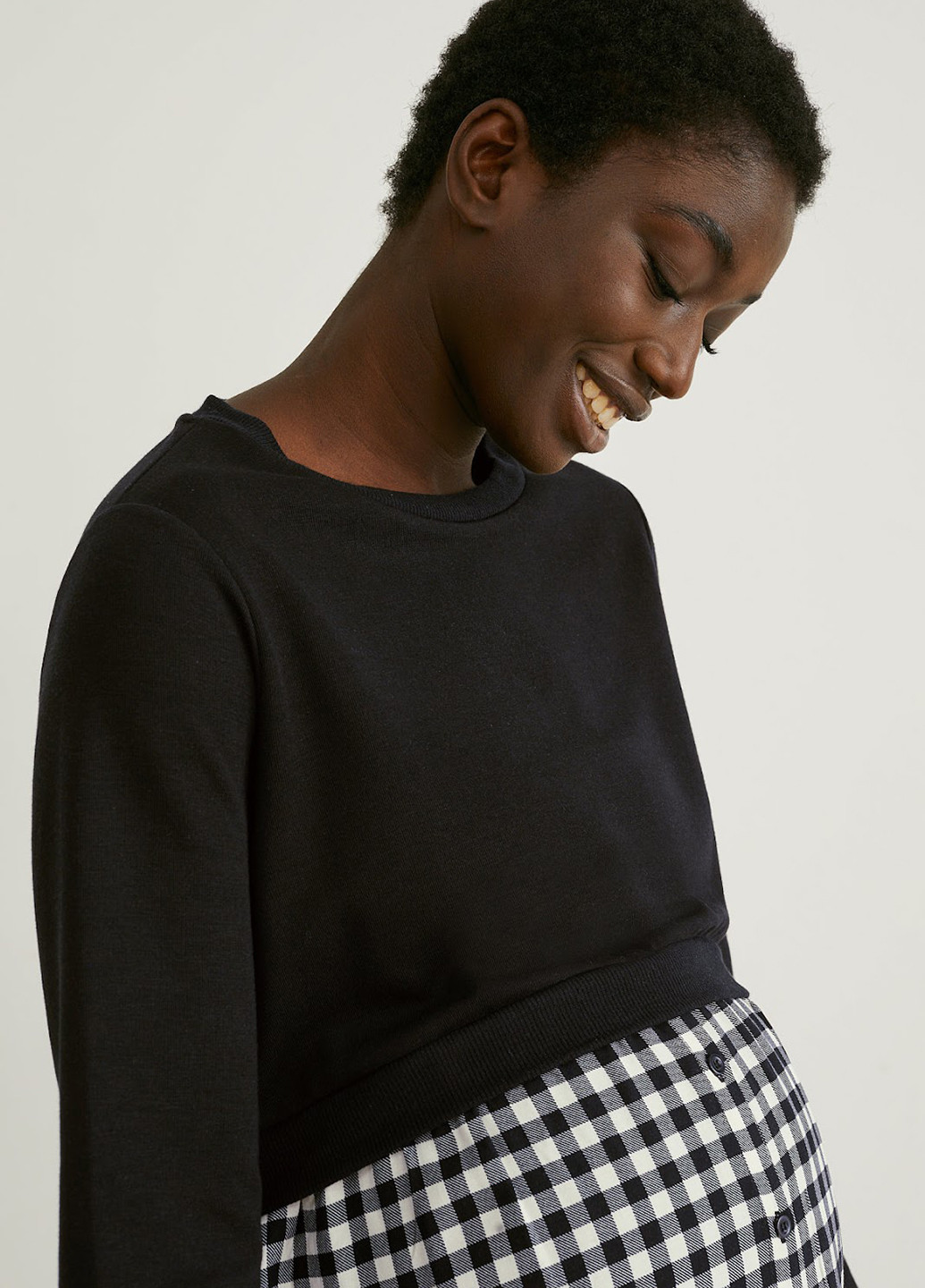 Чорно-білий кежуал плаття для вагітних C&A в клітинку