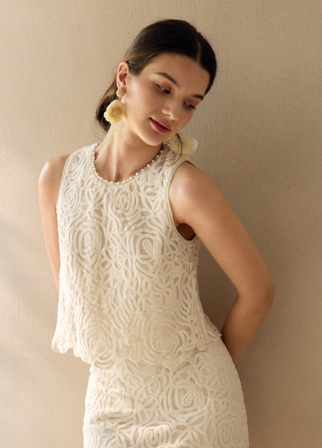 Кремовая блуза SHEIN