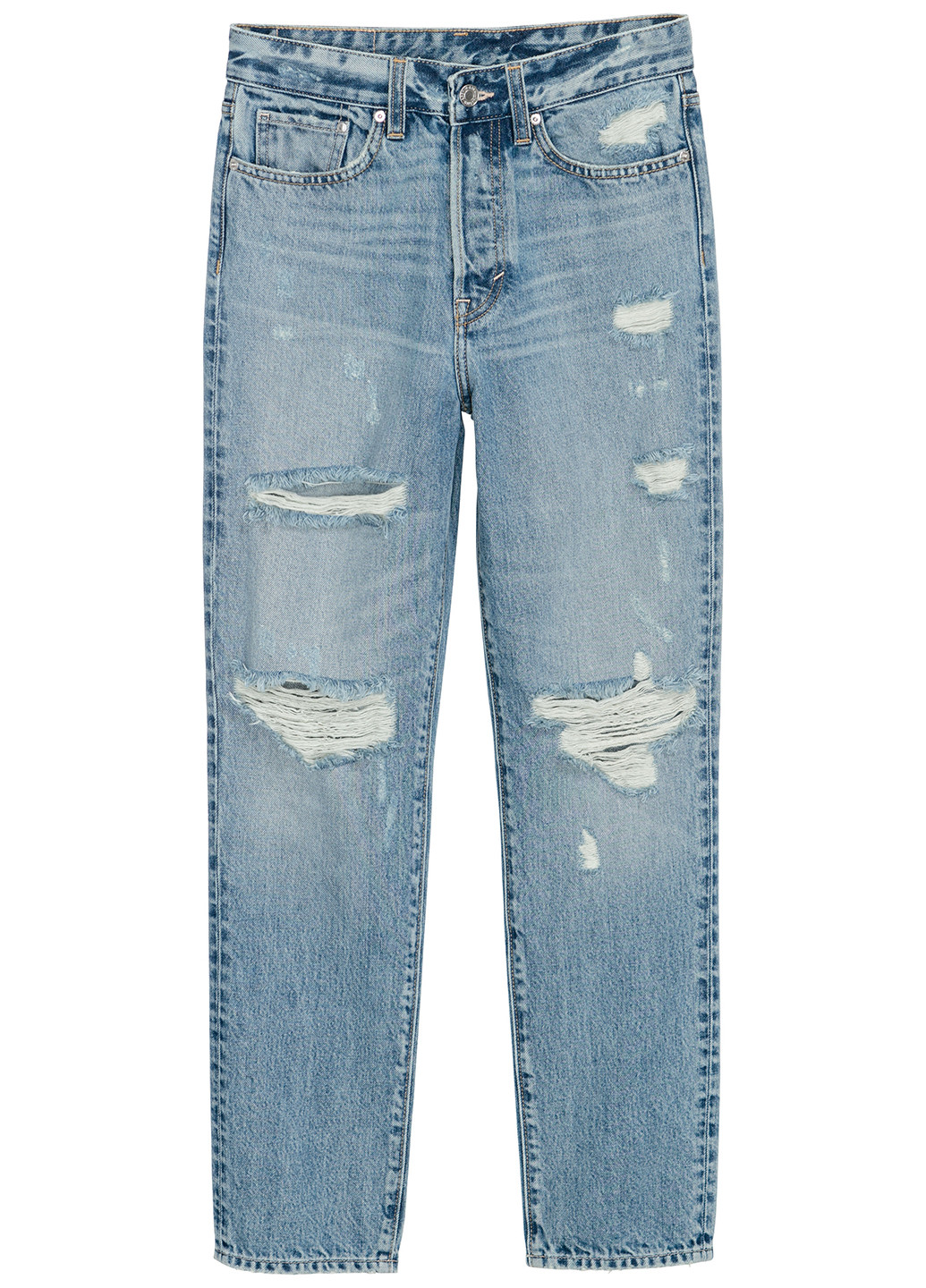 Джинси H&M вкорочені однотонні світло-сині джинсові бавовна