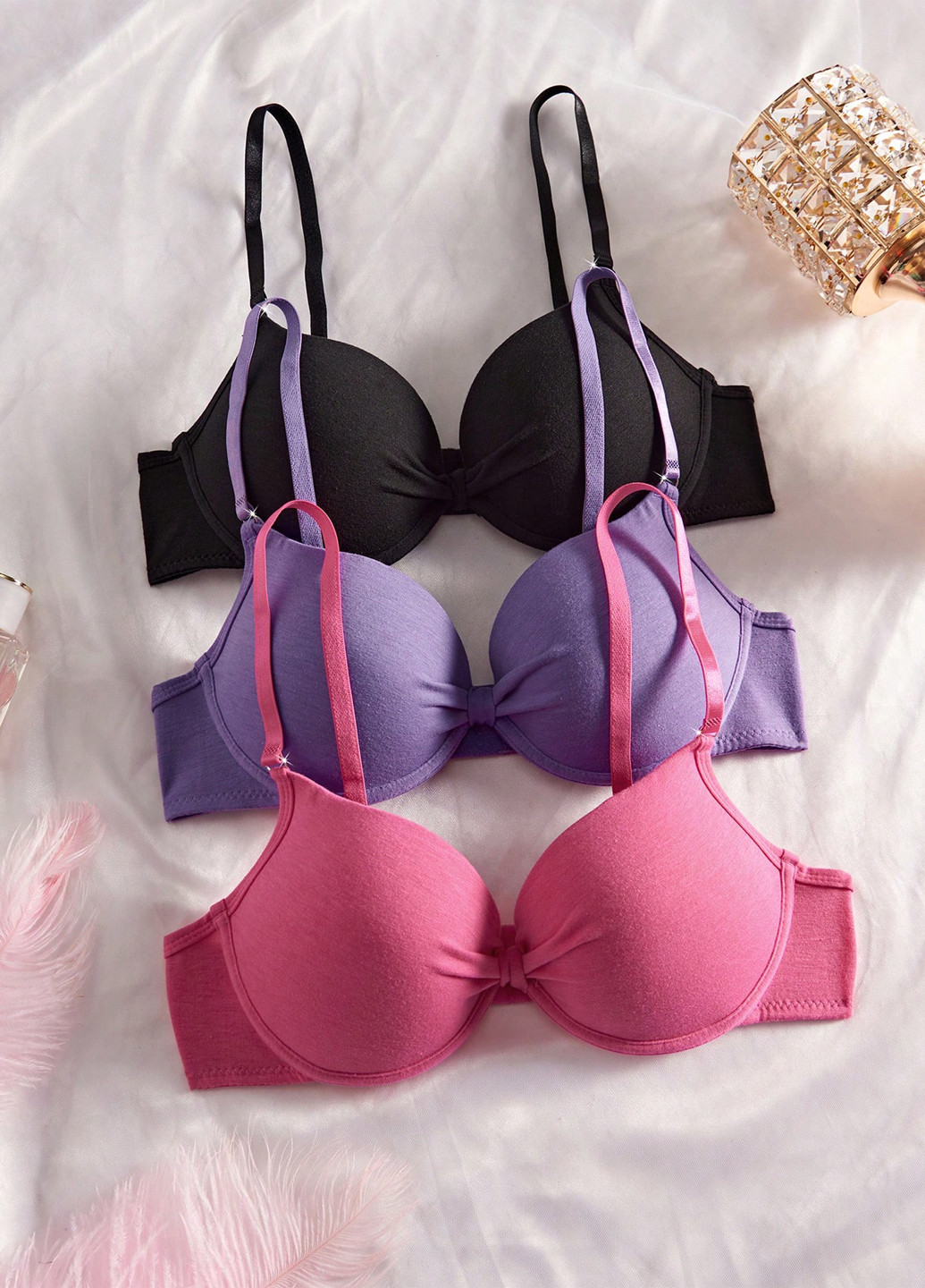 Комбинированный бюстгальтер (3 шт.) SHEIN с косточками полиэстер