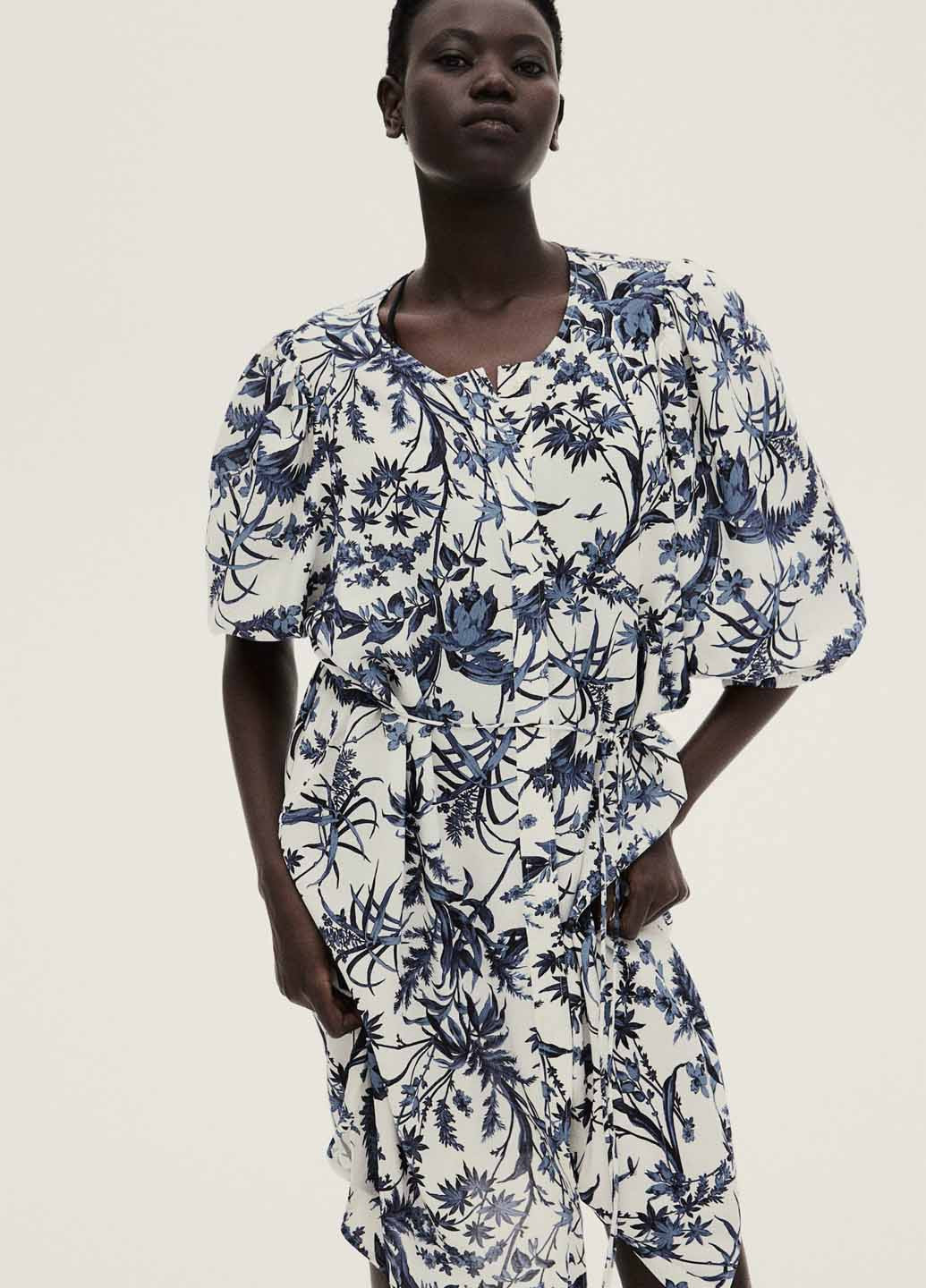 Світло-синя кежуал сукня а-силует H&M з квітковим принтом